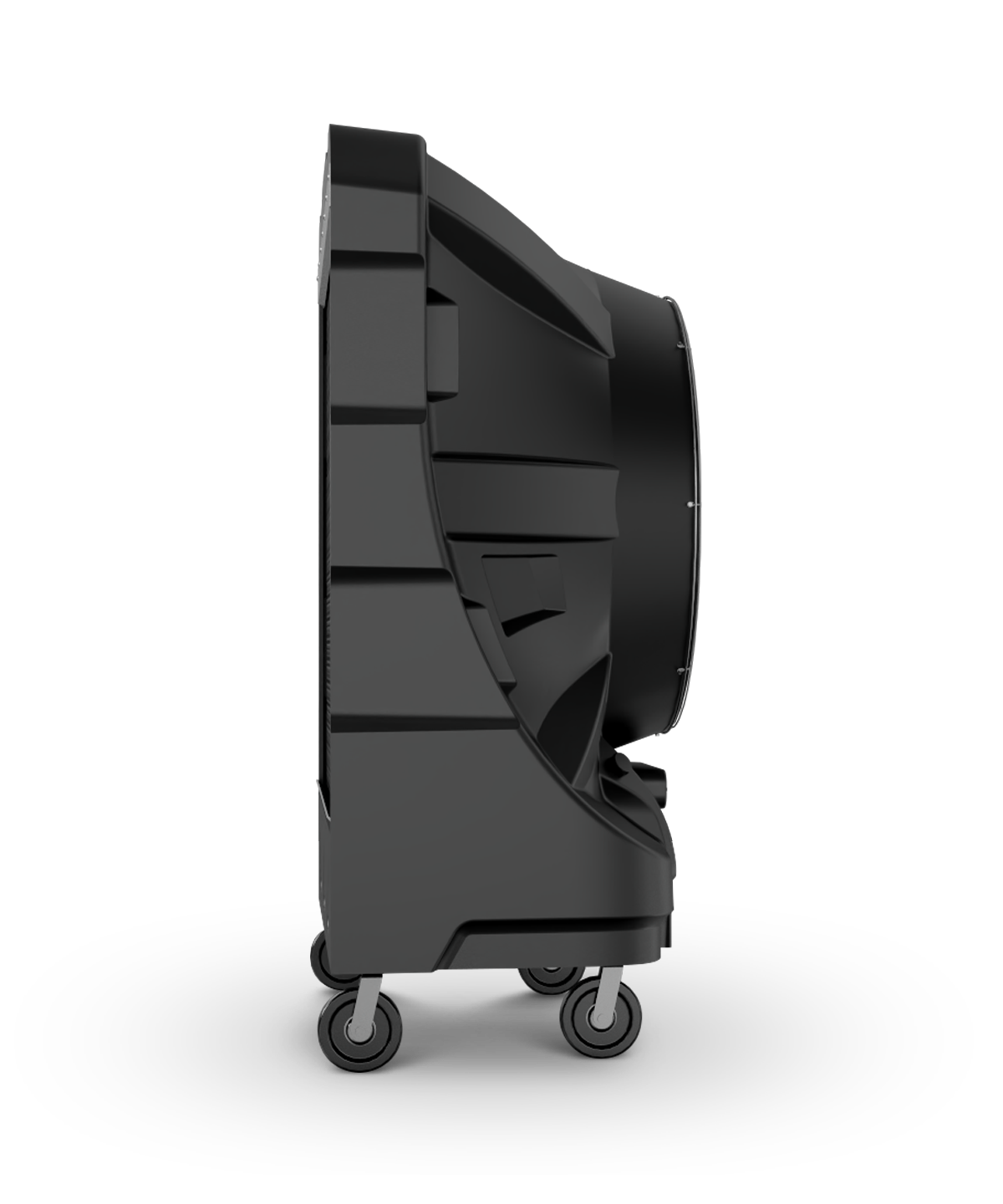 Side view of the APEX™ 6500 on wheels with wide housing, circular front, and a stable, streamlined design.