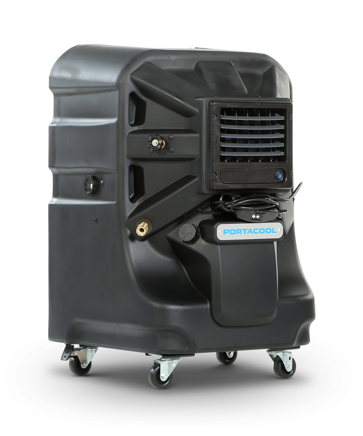 Black Jetstream 230 cooling unit with front vent, controls, and four caster wheels for easy mobility and optimal performance.