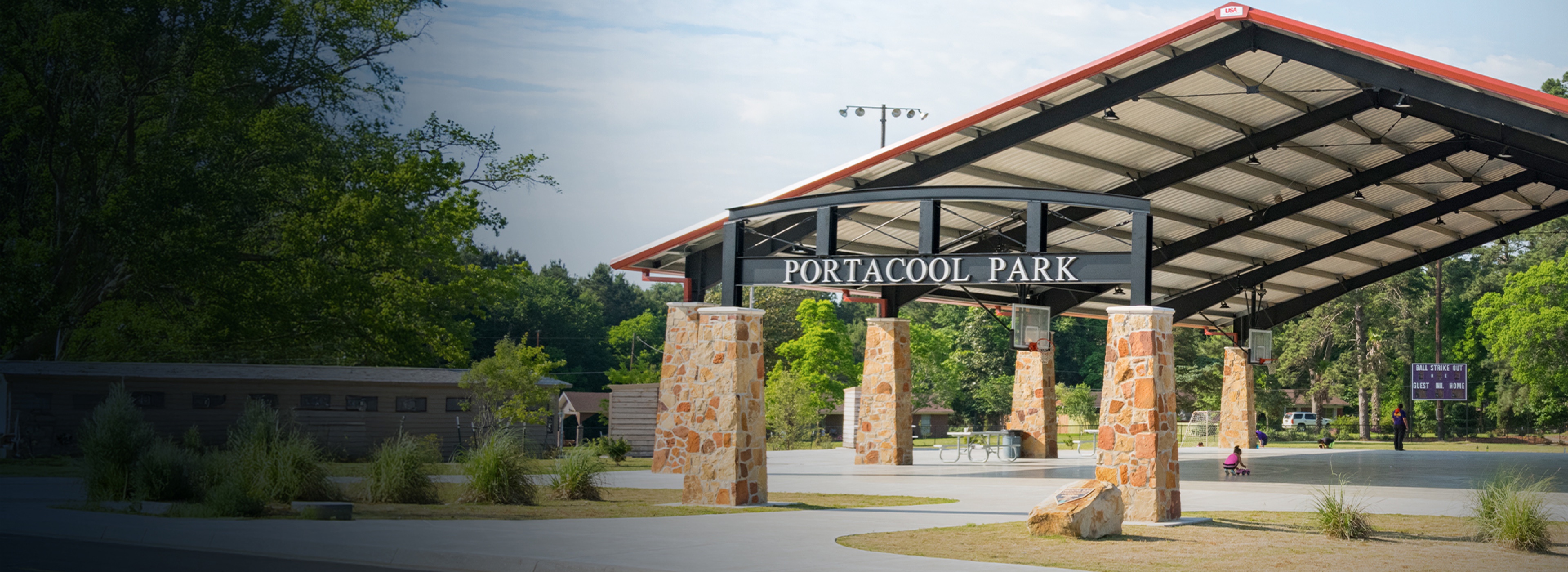 Signage in front of of Portacool Park.