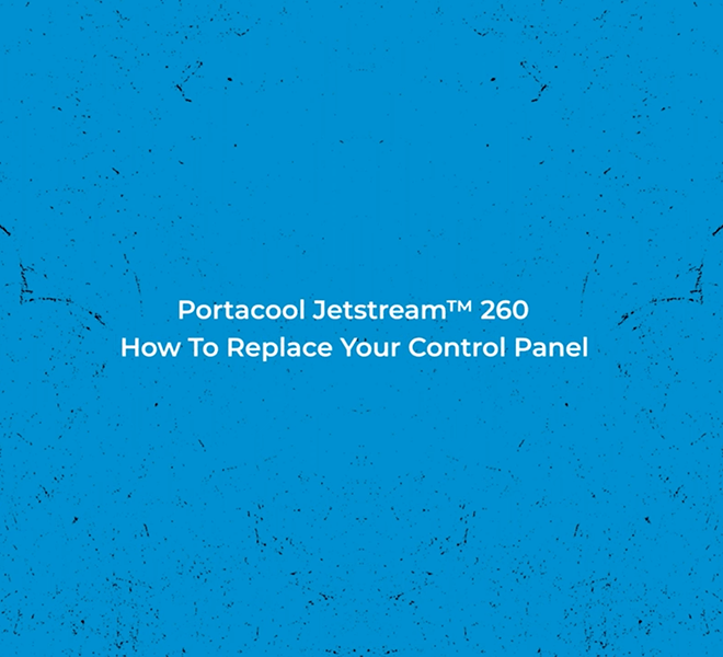 Blue textured background with white text: "How To Replace Your Jetstream 260 Control Panel." The design adds depth to the guide.