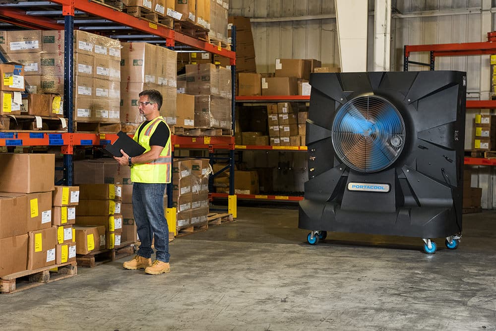 Warehouses are more comfortable with evaporative cooling.